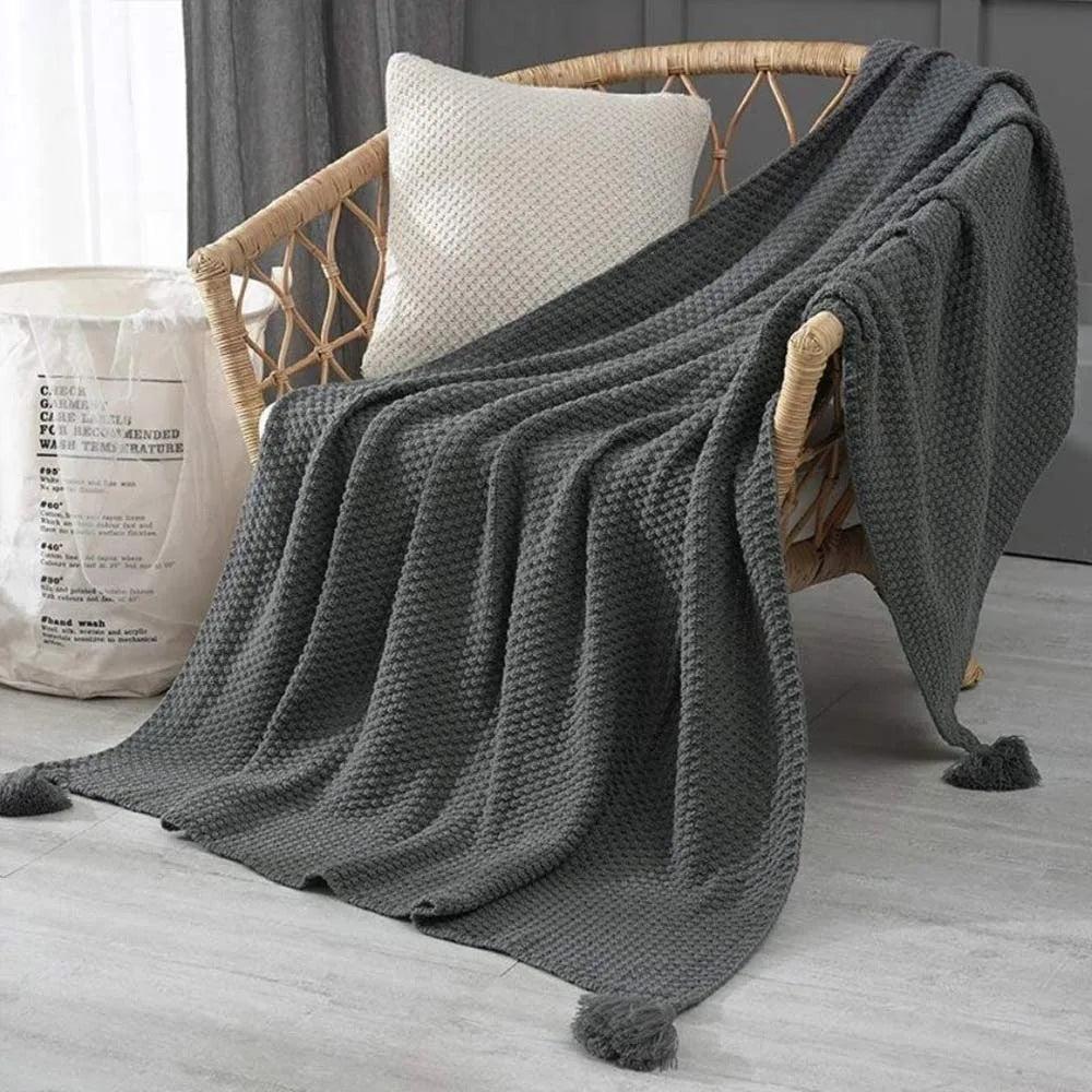 CozyKnits - Soft Breathable Knitted Shawl Throw Blanket for Home & Travel