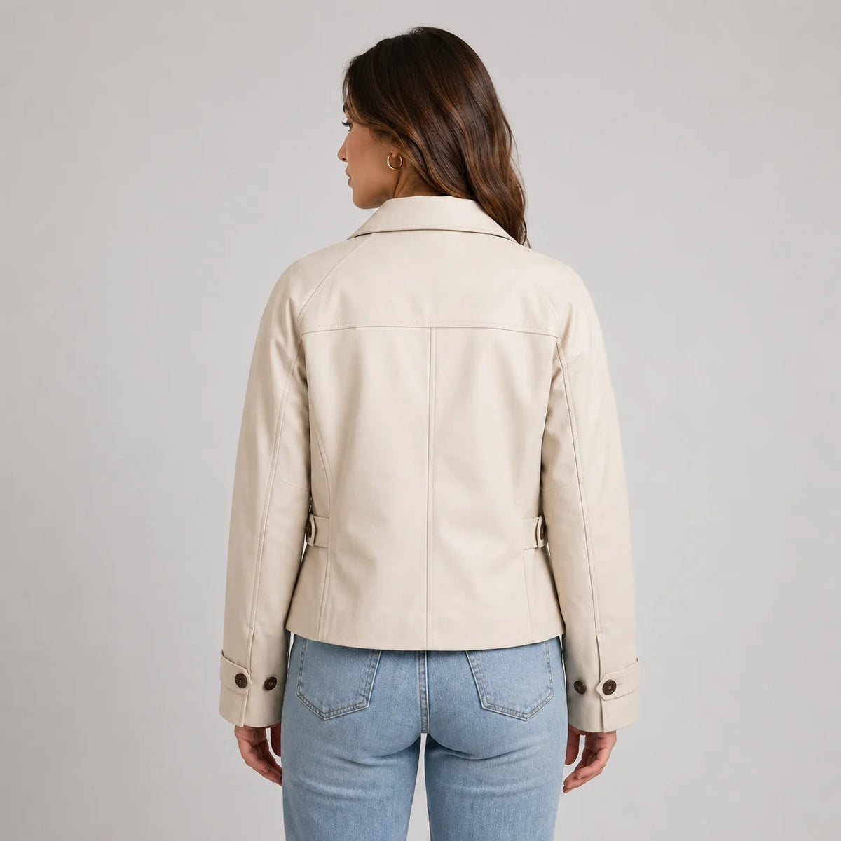 Cropped Button Front Jacket with Classic Collar 1