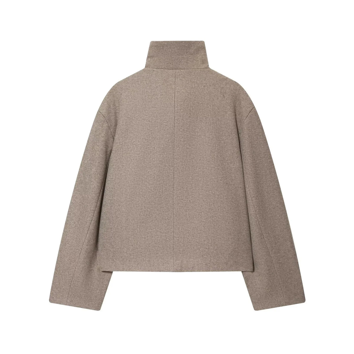 Cropped Wool Blend Jacket with Buckle Collar for Women 3