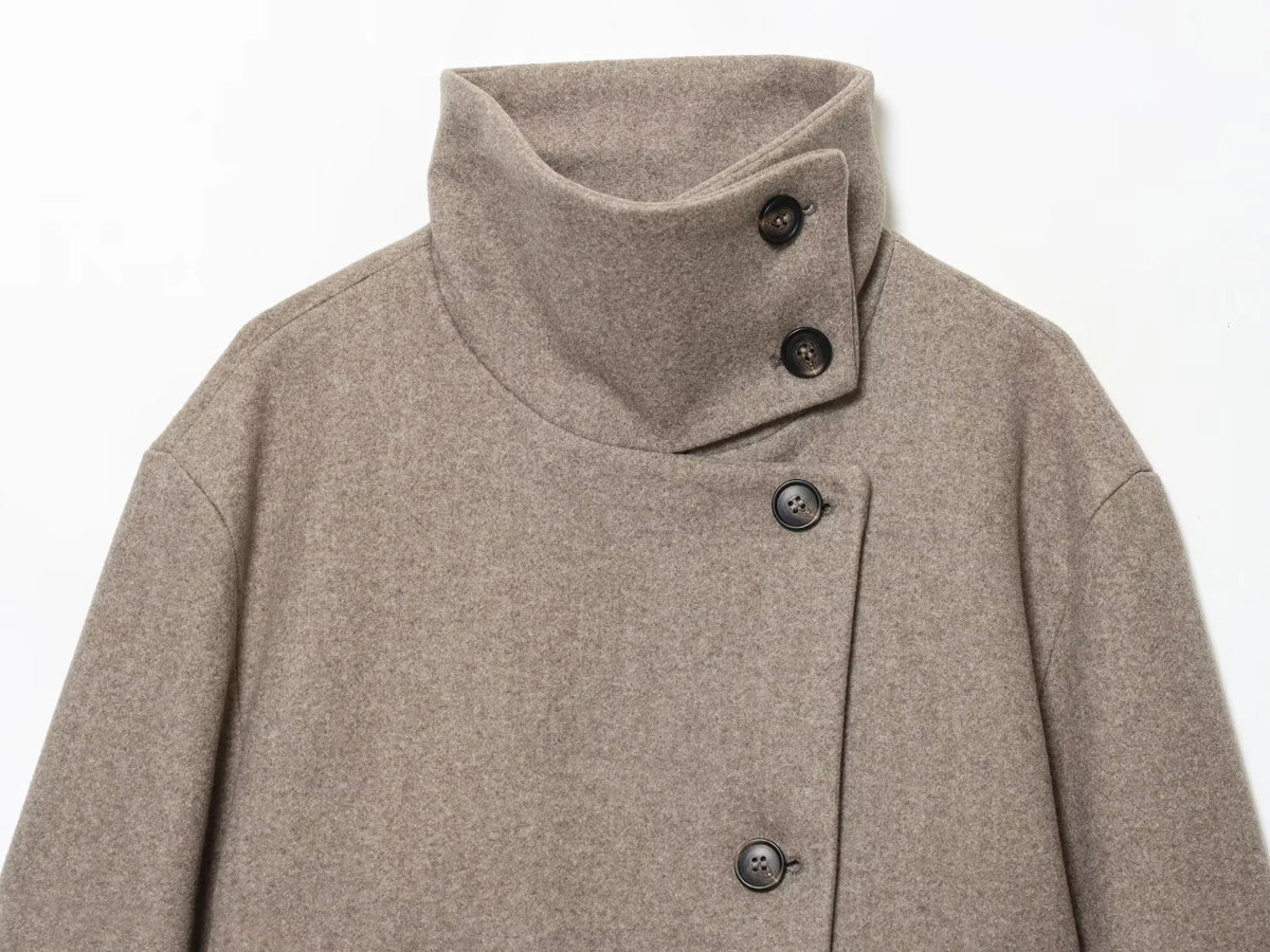 Cropped Wool Blend Jacket with Buckle Collar for Women 4
