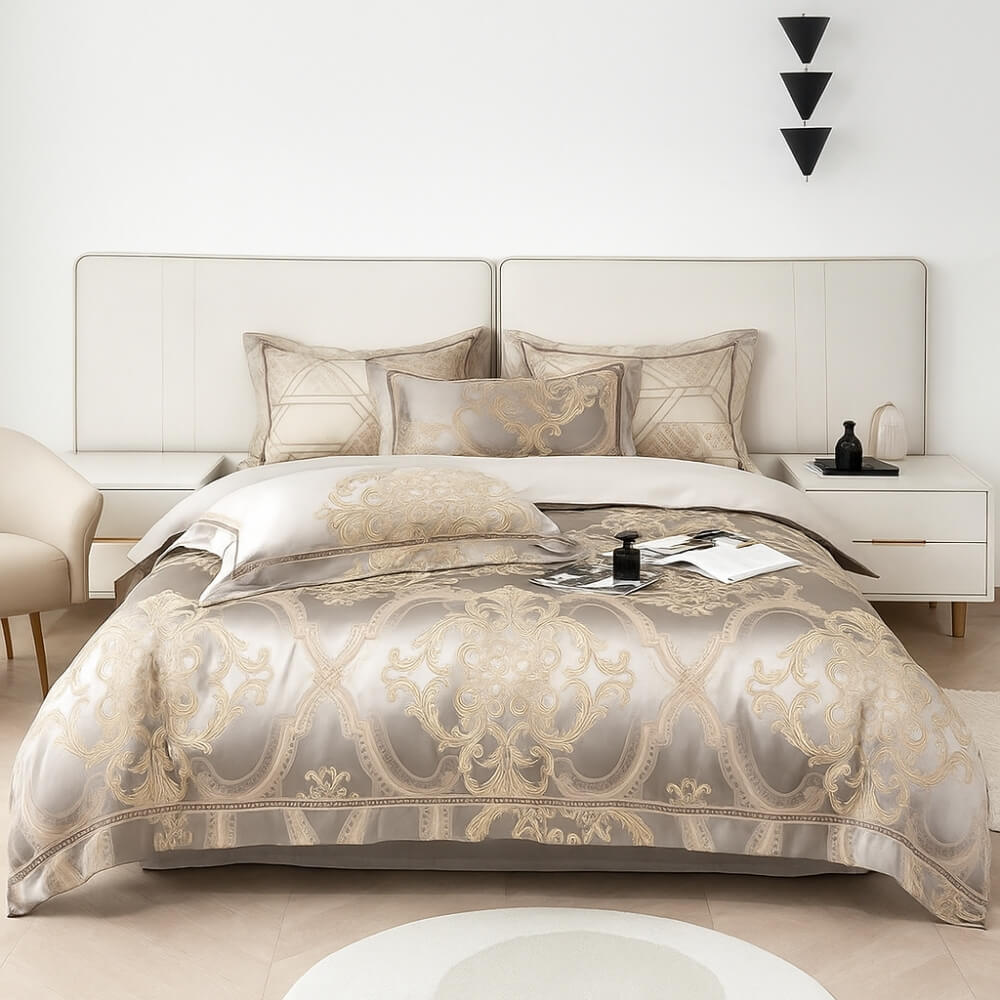 Damask Chic - 100% Egyptian Cotton Bedding Set with 1000 Thread Count