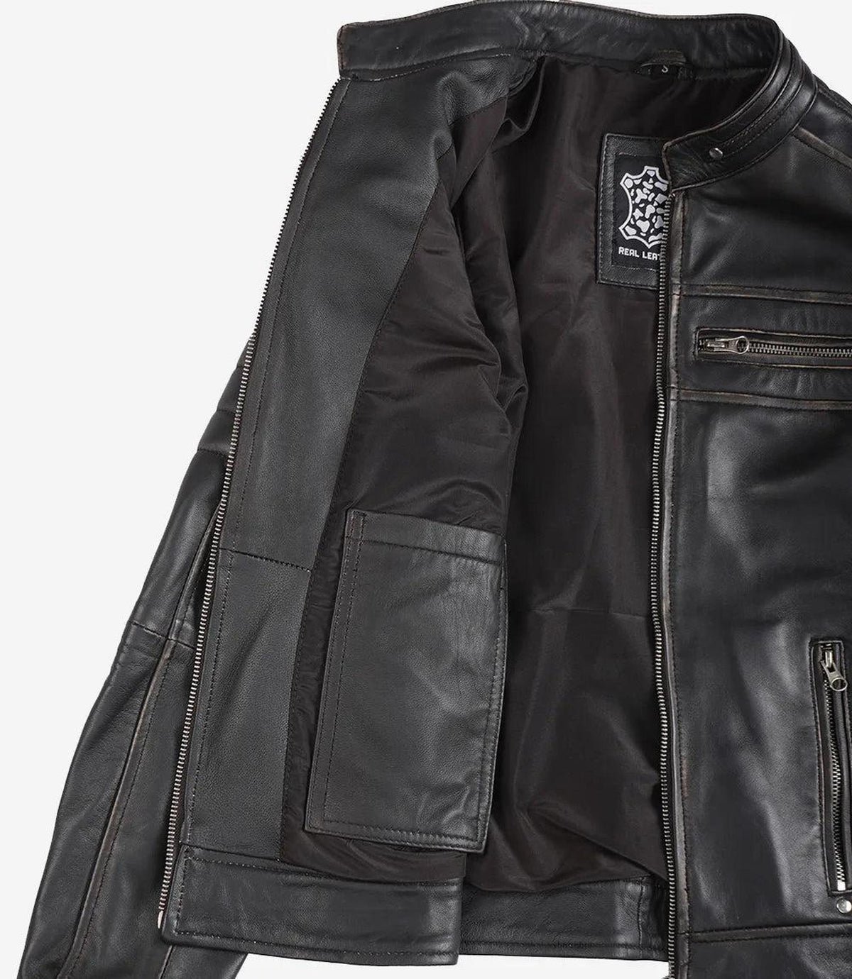 Distressed Brown Cafe Racer Leather Jacket for Women-Leather Jackets-Glompi-Glompi
