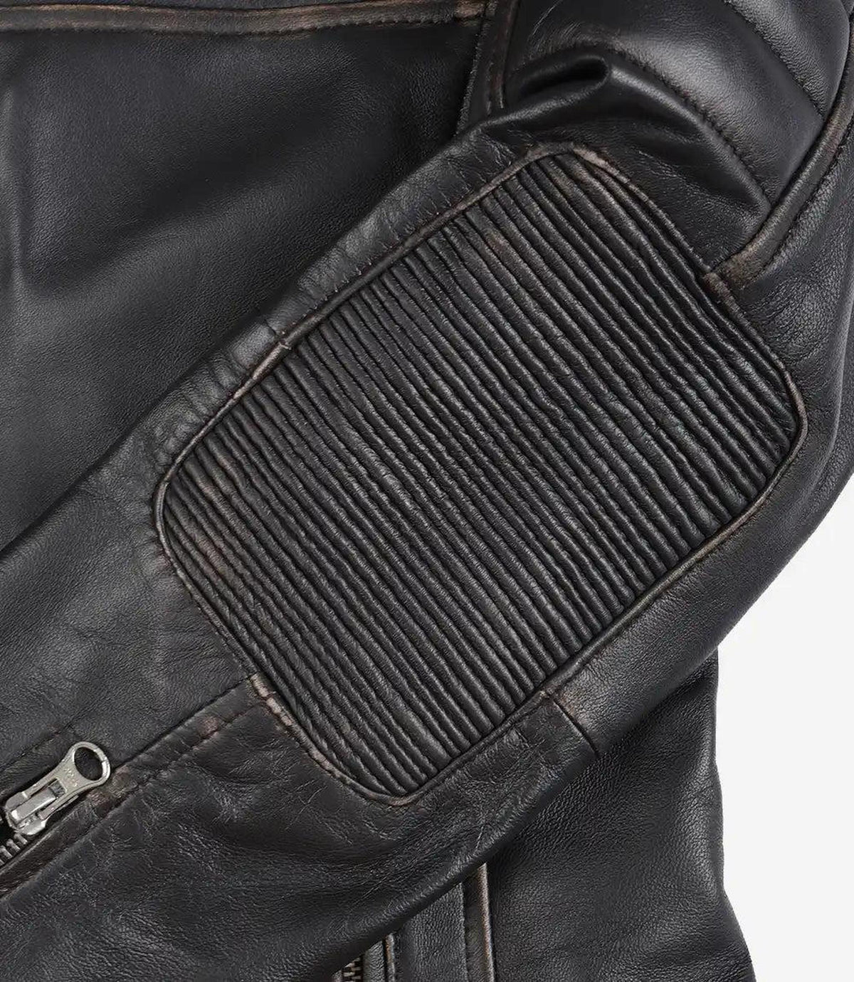 Distressed Brown Cafe Racer Leather Jacket for Women-Leather Jackets-Glompi-Glompi
