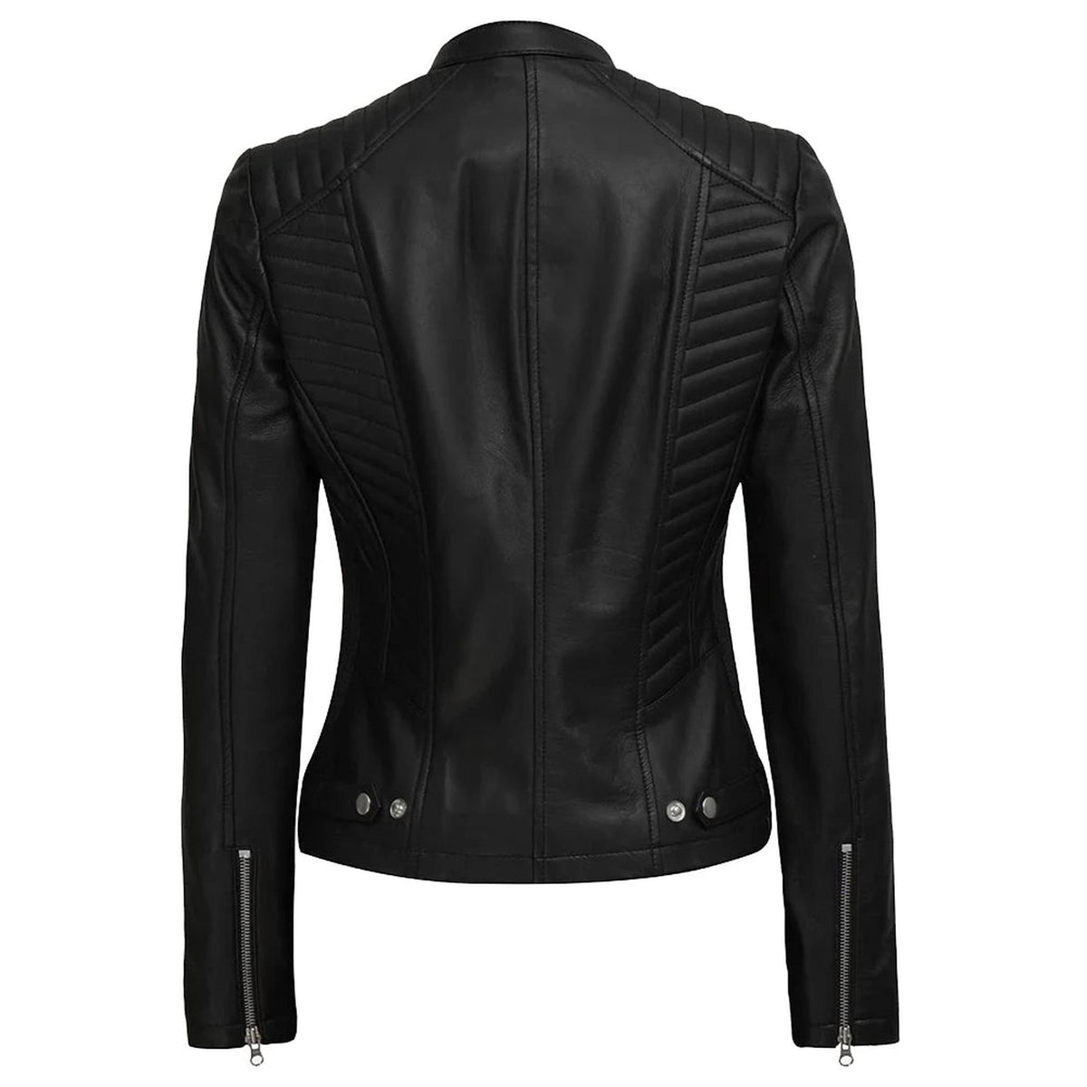 Distressed Brown Leather Biker Jacket for Women-Leather Jackets-Glompi-Glompi
