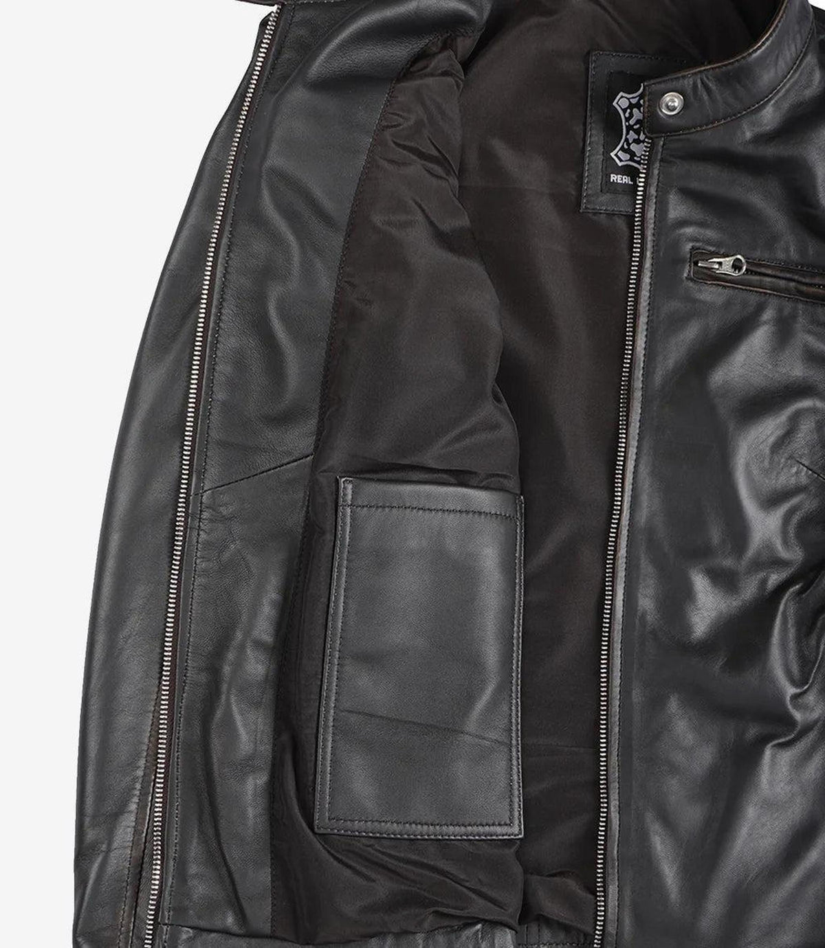 Distressed Brown Leather Jacket for Women in Biker Style-Leather Jackets-Glompi-Glompi