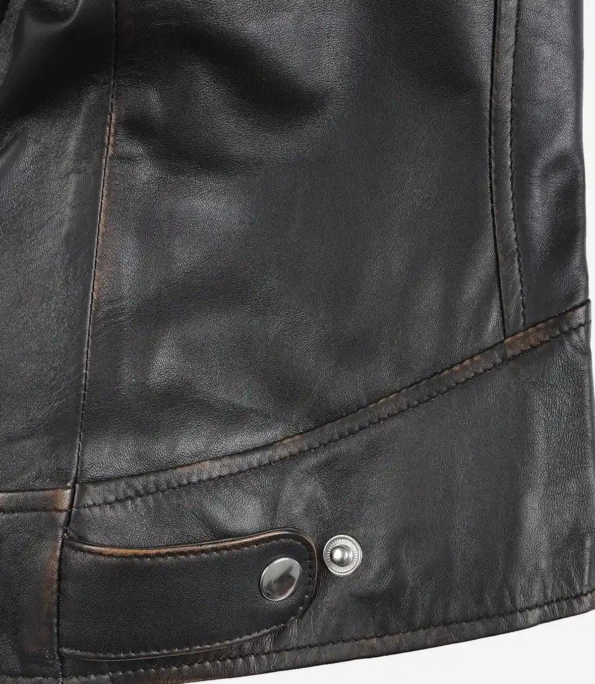 Distressed Brown Leather Jacket for Women in Biker Style-Leather Jackets-Glompi-Glompi