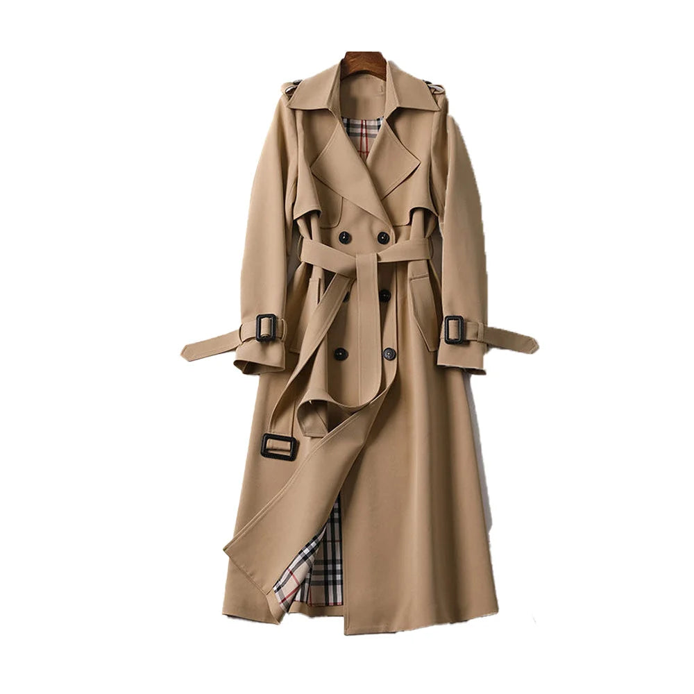 Double-Breasted Black Trench Coat for Women 2