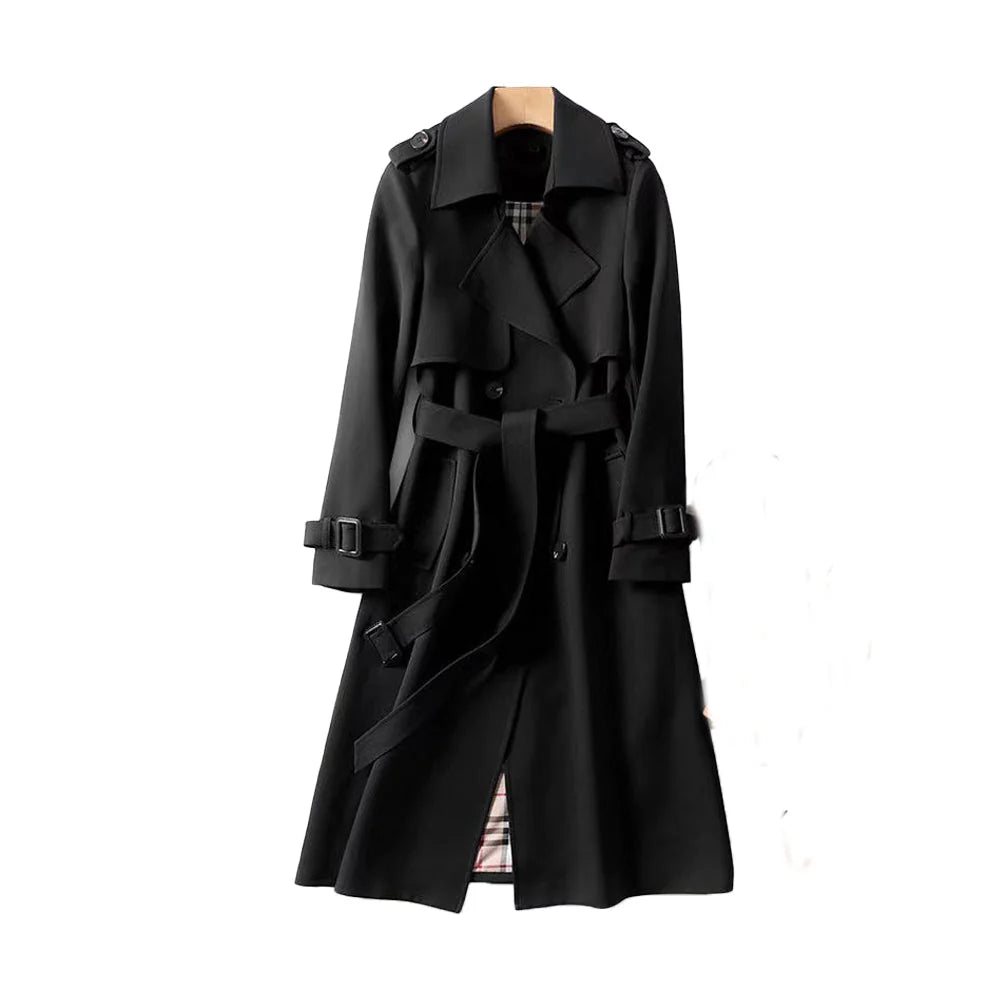 Double-Breasted Black Trench Coat for Women 3