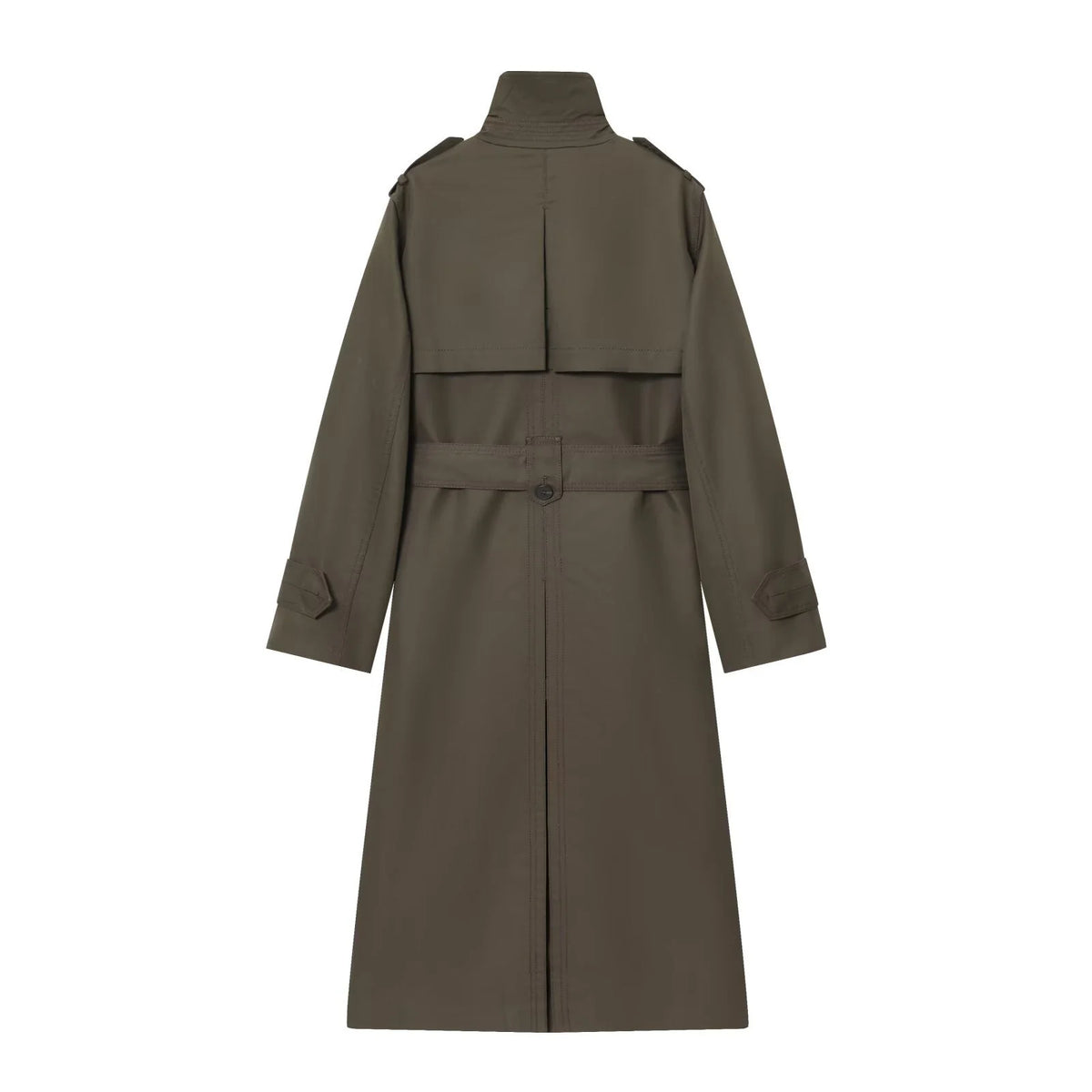 Double-Breasted Black Trench Coat for Women with Adjustable Belt 1