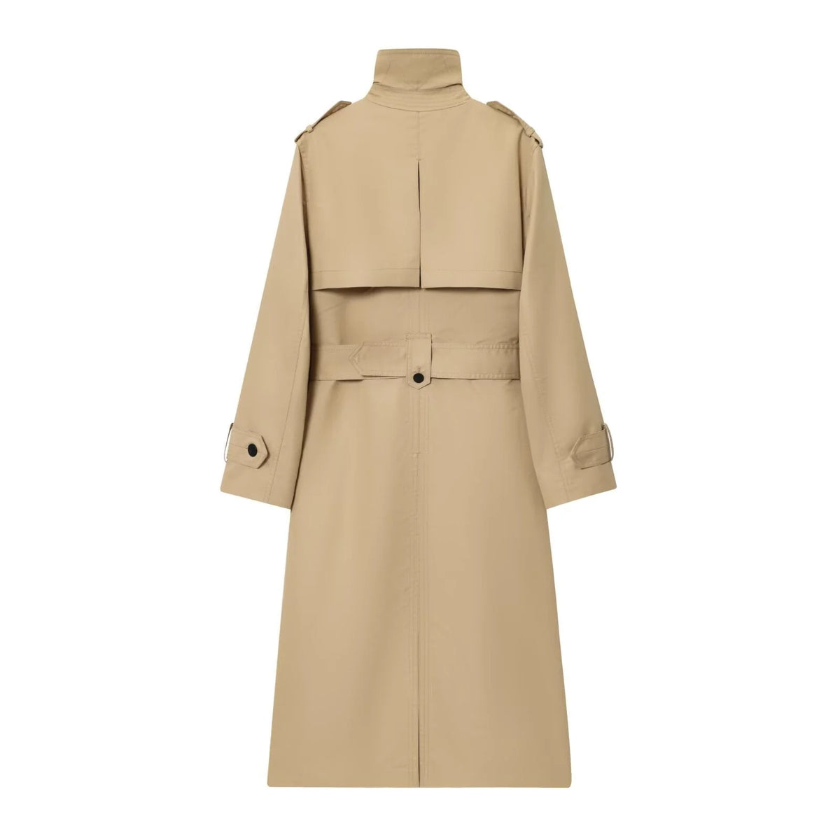 Double-Breasted Black Trench Coat for Women with Adjustable Belt 5