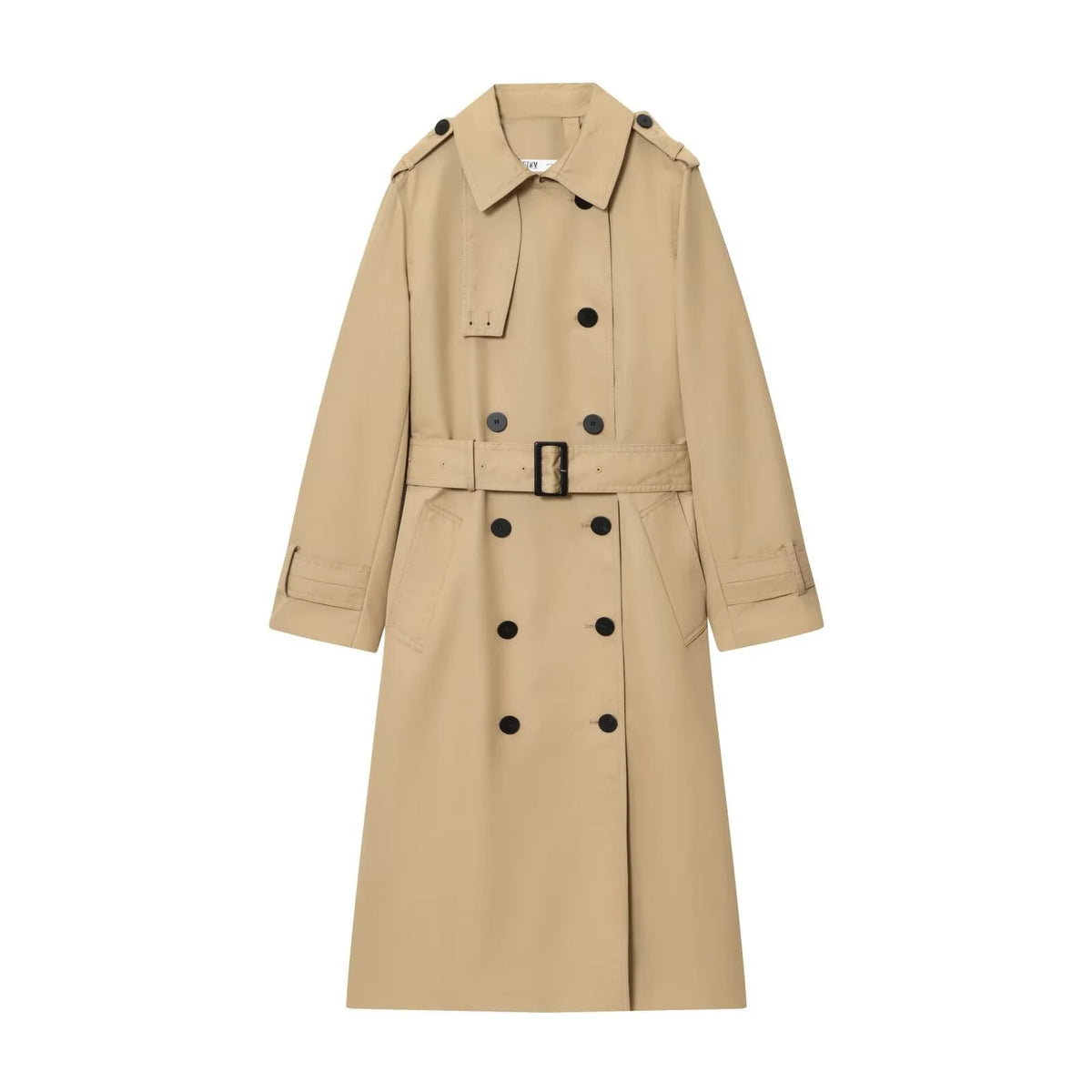 Double-Breasted Black Trench Coat for Women with Adjustable Belt 4