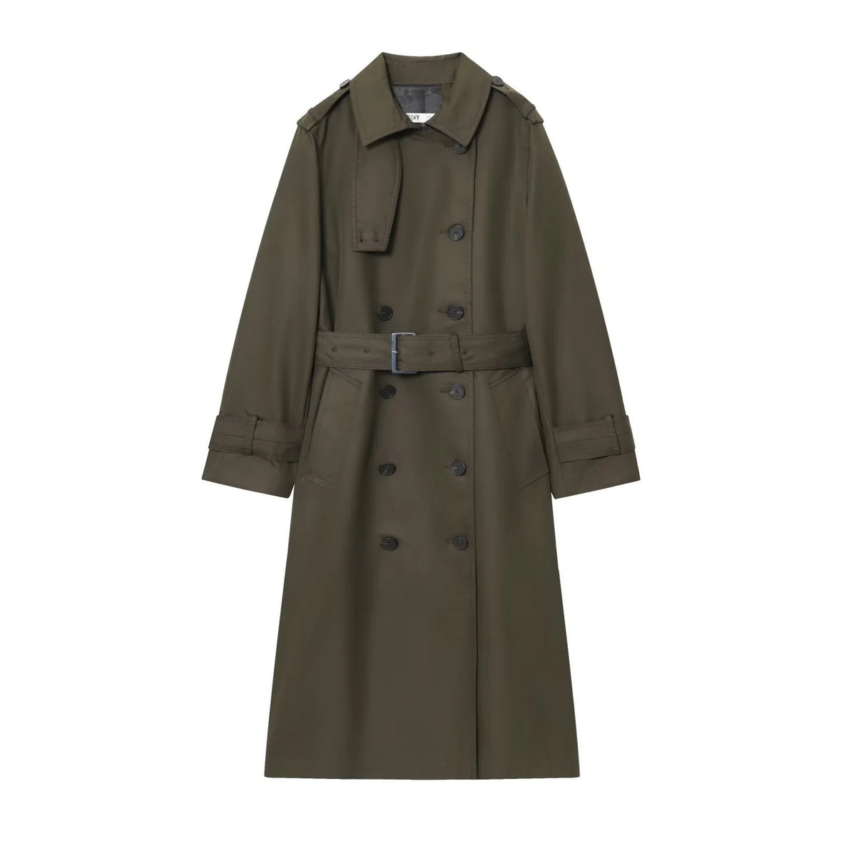 Double-Breasted Black Trench Coat for Women with Adjustable Belt 0