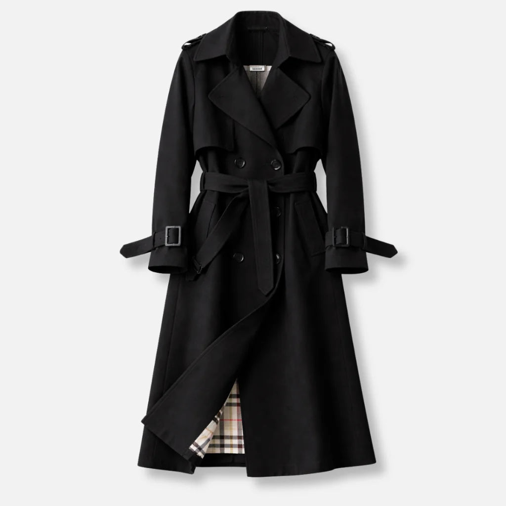 Double Breasted Trench Coat with Check Lining and Belt 3