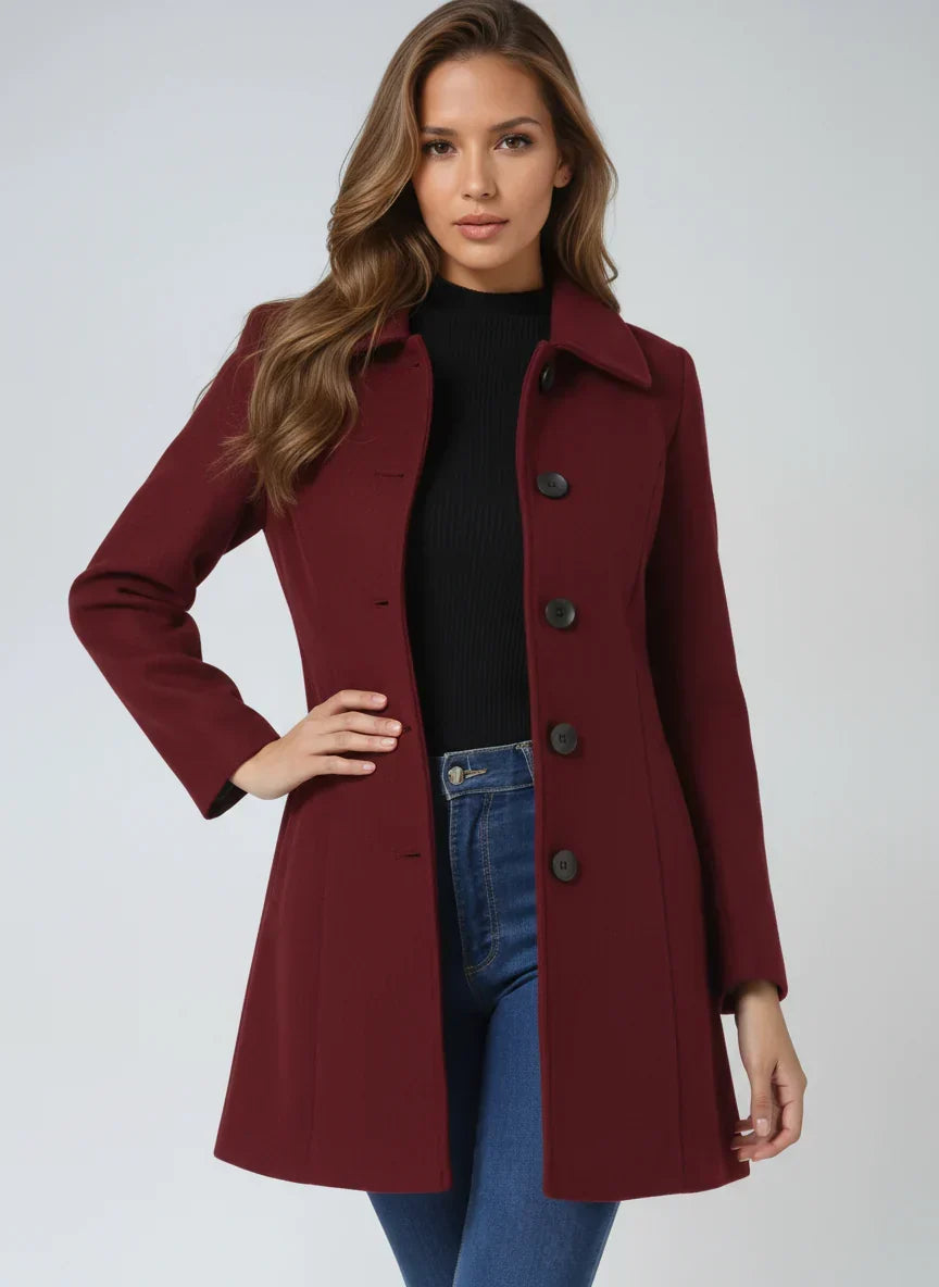 Elegant A-Line Wool Coat with Satin Lining for Women 3