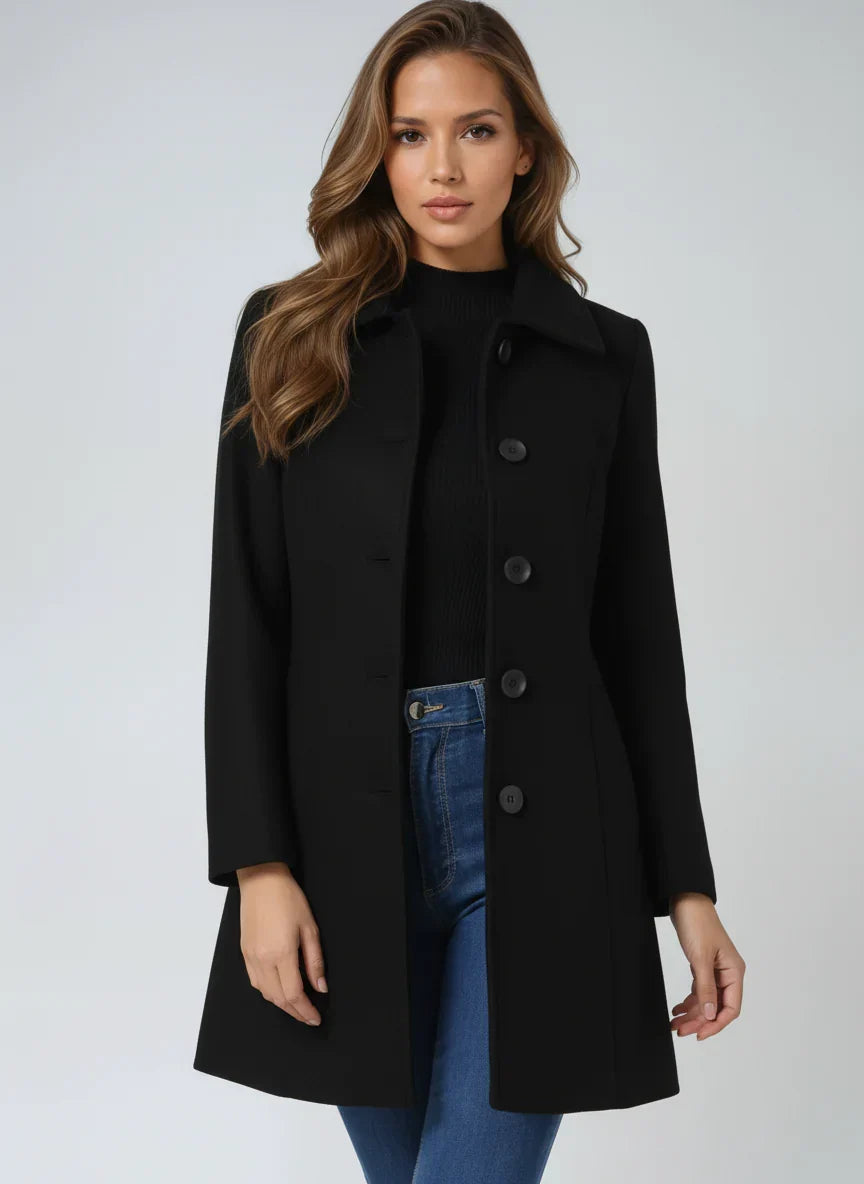 Elegant A-Line Wool Coat with Satin Lining for Women 1