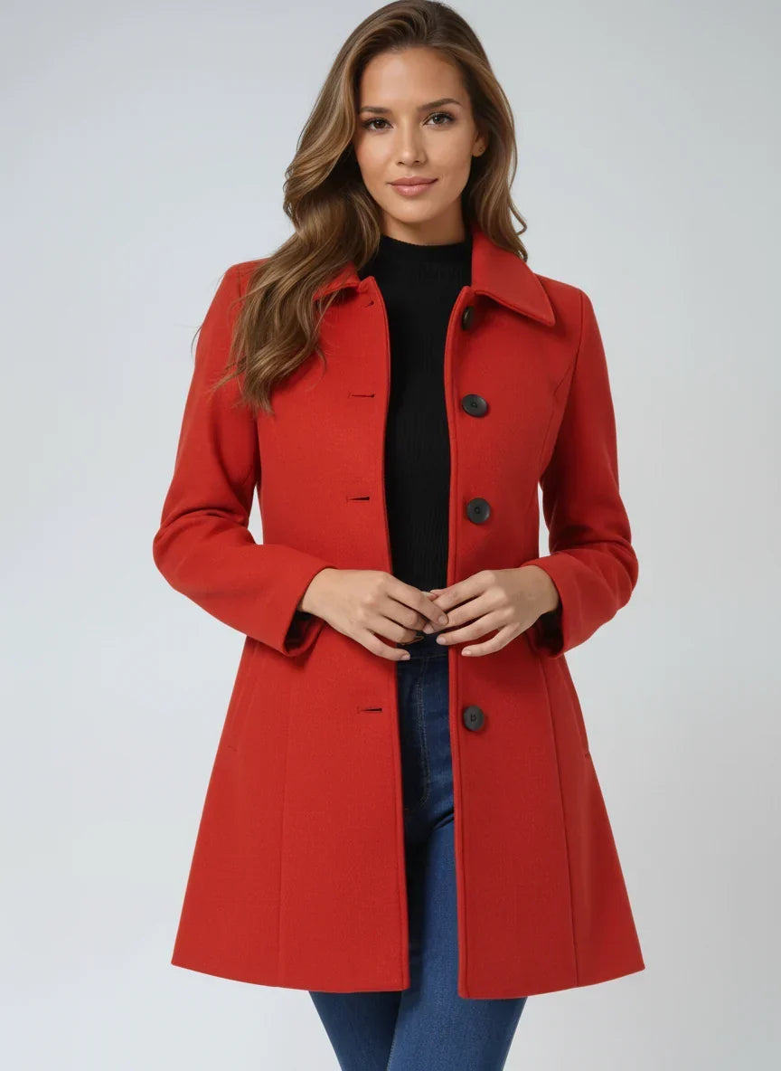 Elegant A-Line Wool Coat with Satin Lining for Women 4