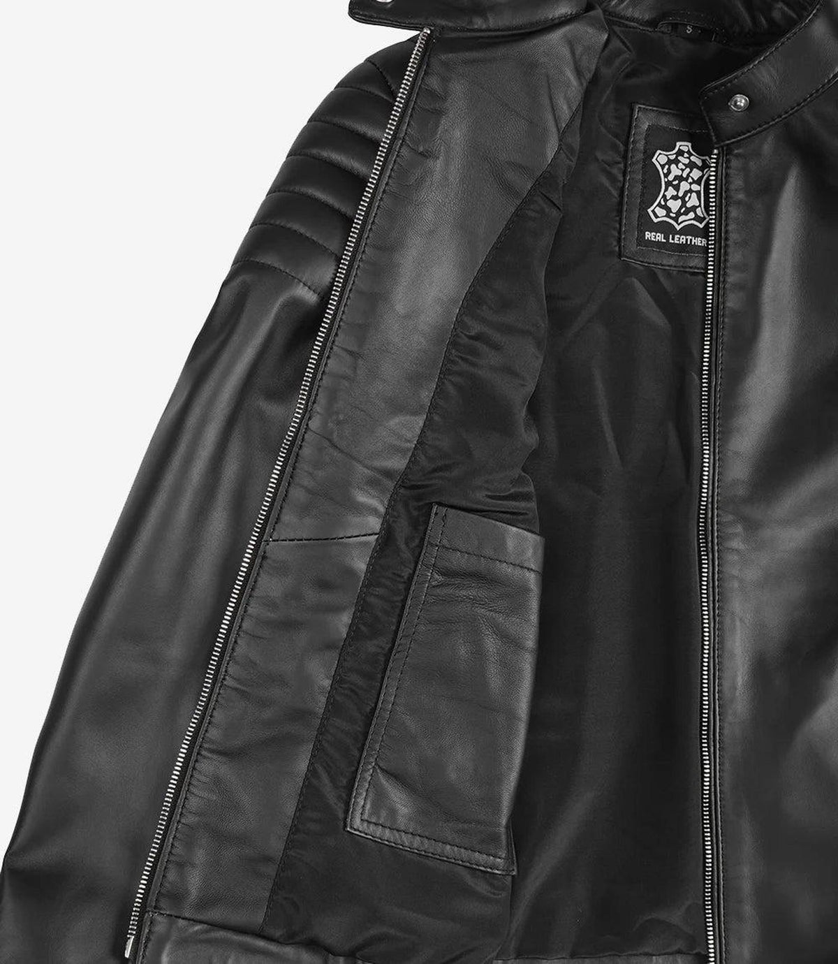 Elegant Black Leather Jacket for Women with Biker Design-Leather Jackets-Glompi-Glompi