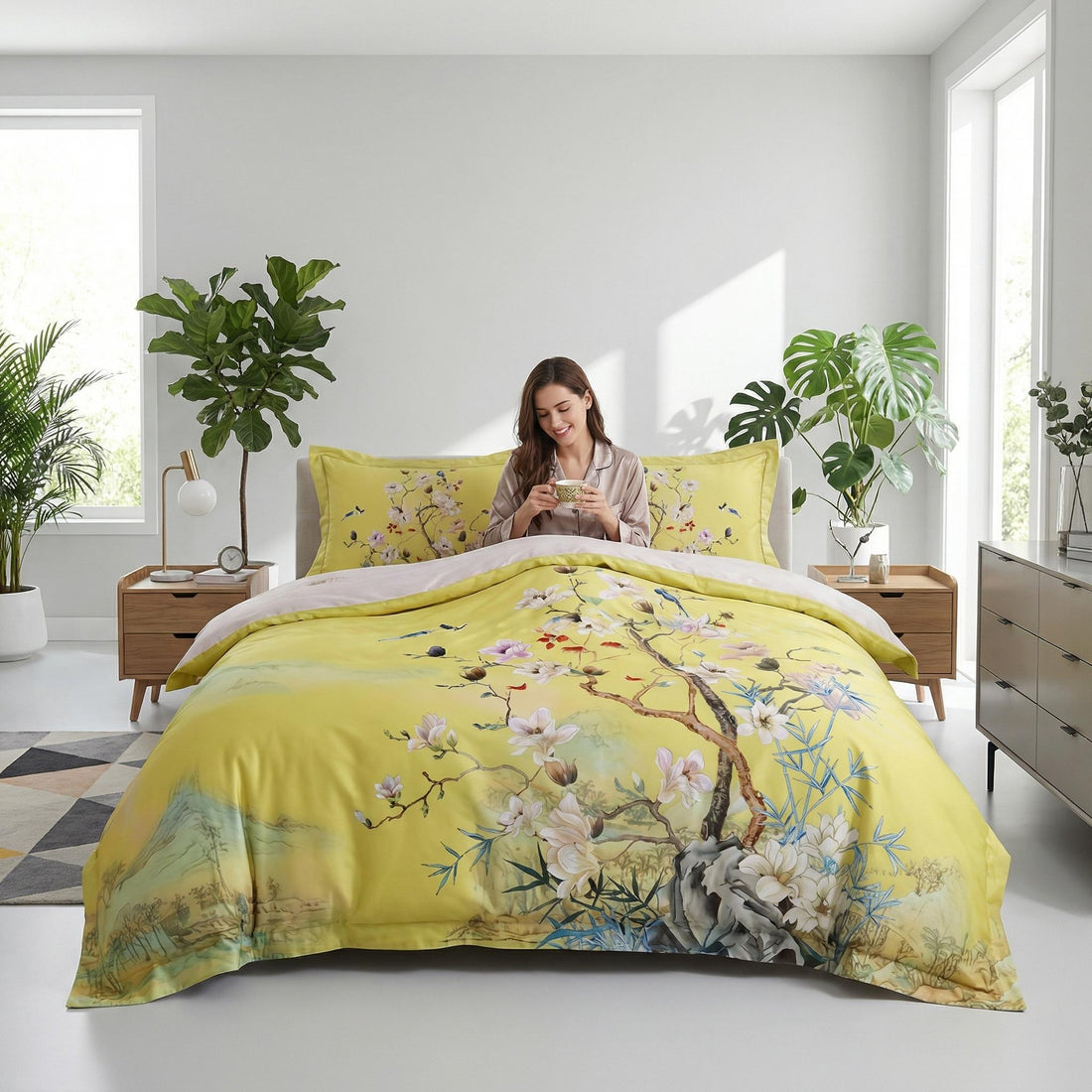 Elegant Egyptian Cotton Bedding Set - Duvet Cover with Pillowcases-Duvet Covers-Glompi-Queen-No Sheet-Glompi