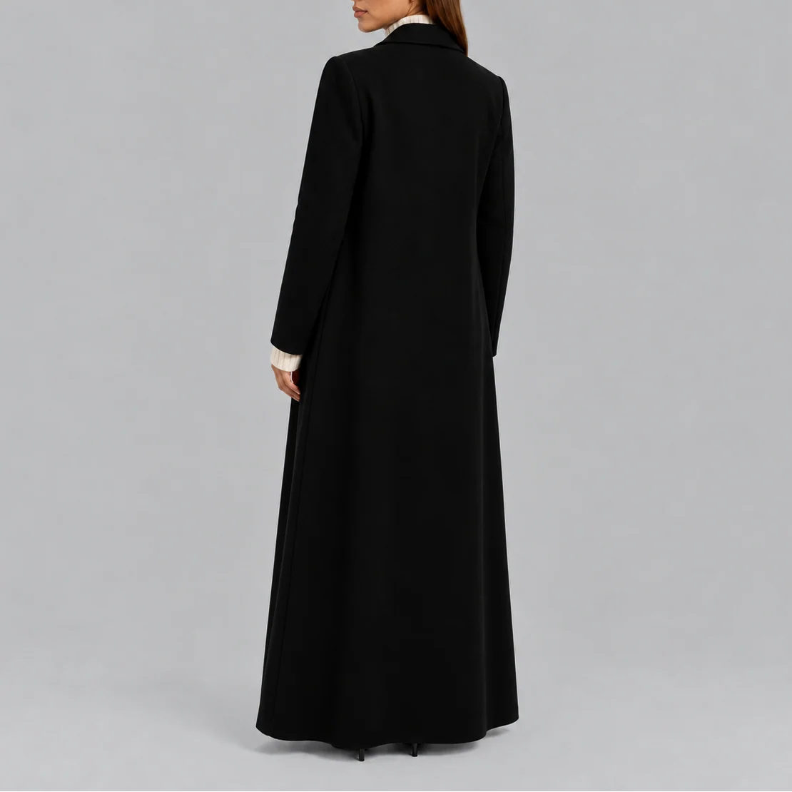 Elegant Longline Double-Breasted Winter Coat for Women 2