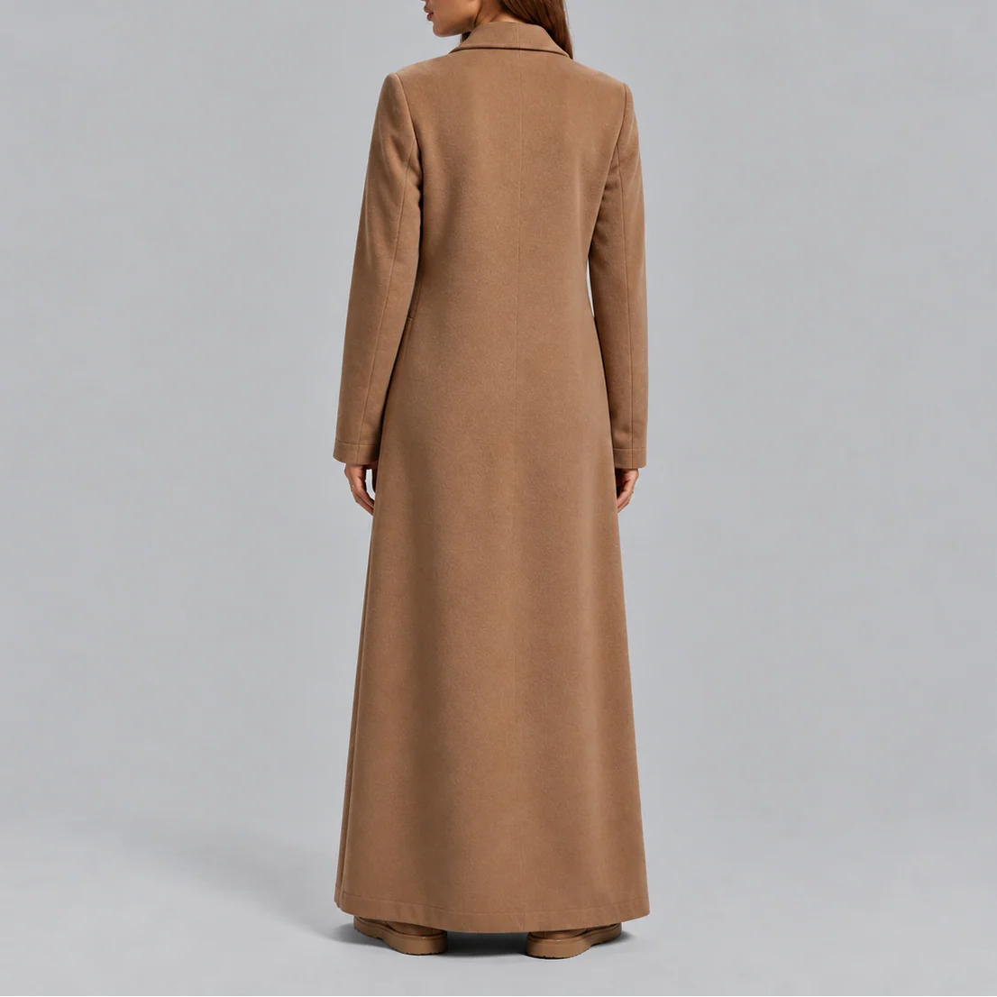 Elegant Longline Double-Breasted Winter Coat for Women 5