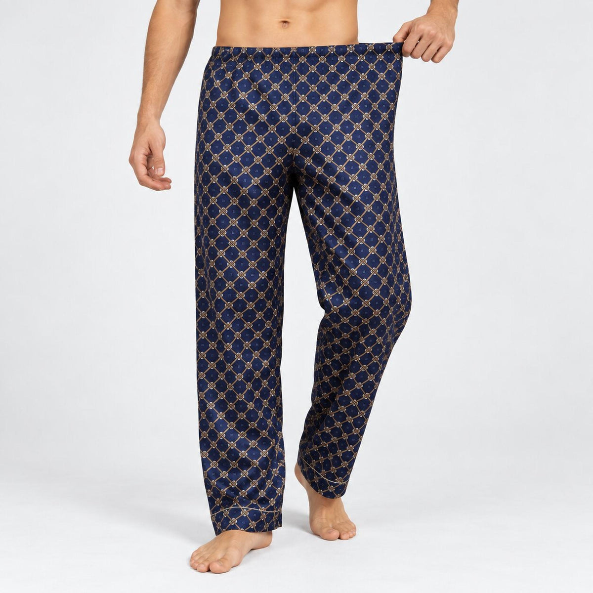 Elegant Mulberry Silk Men's Pajama Pants with Elastic Waist-Sleepwear-Glompi-Glompi