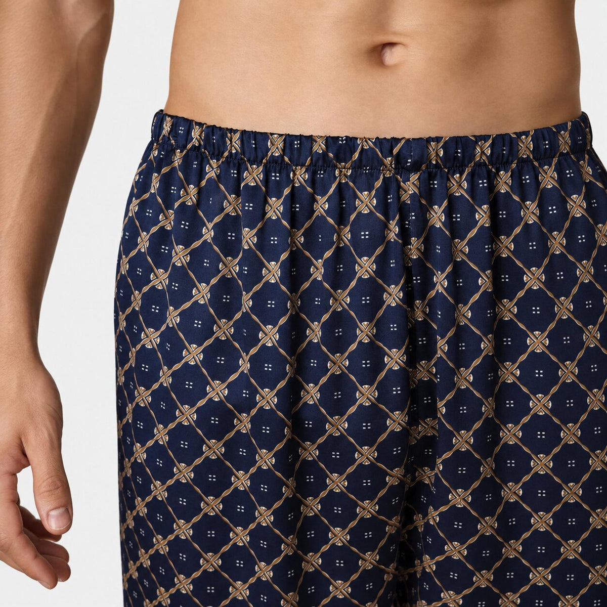 Elegant Mulberry Silk Men's Pajama Pants with Elastic Waist-Sleepwear-Glompi-Glompi