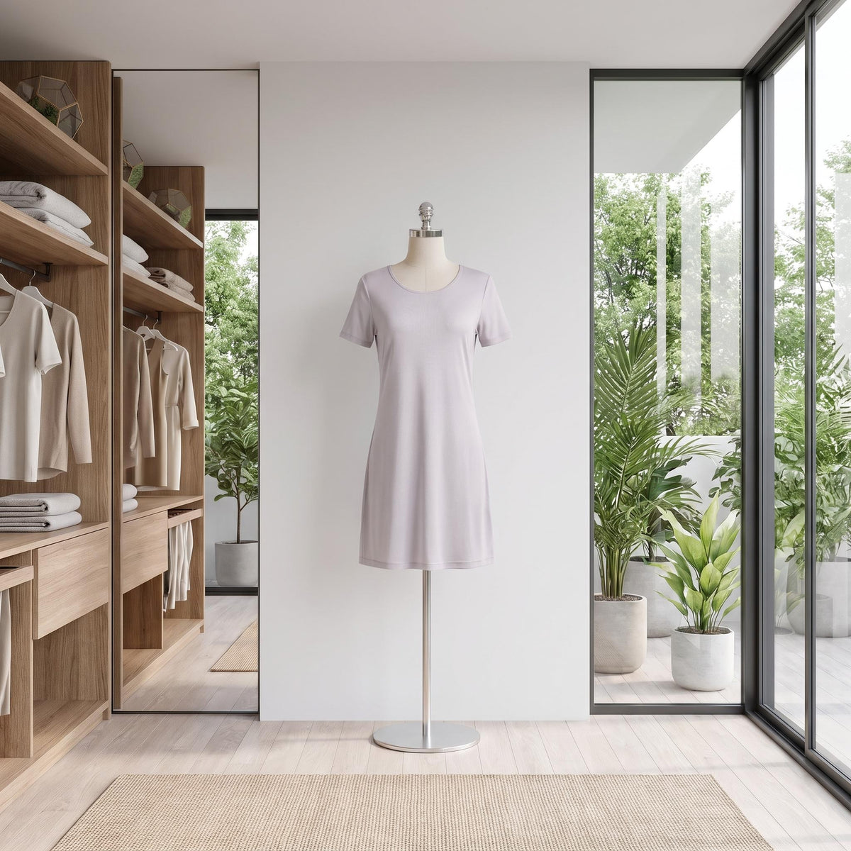 Elegant Silk Nightgown for Women with Short Sleeves-Women's Nightwear-Glompi-Glompi