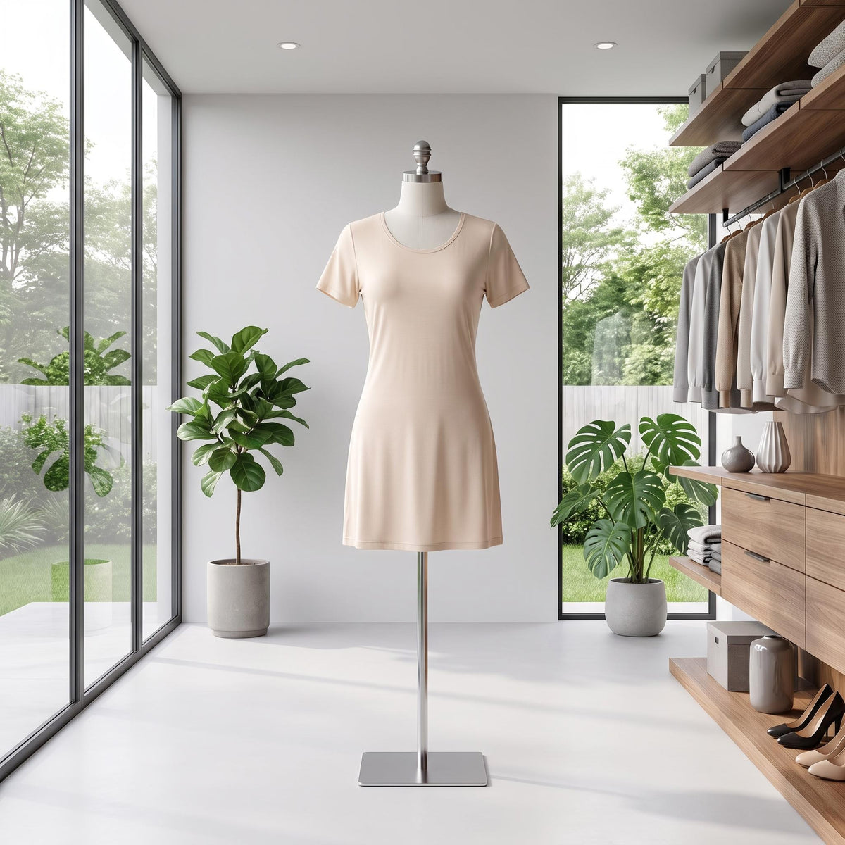 Elegant Silk Nightgown for Women with Short Sleeves-Women's Nightwear-Glompi-Glompi