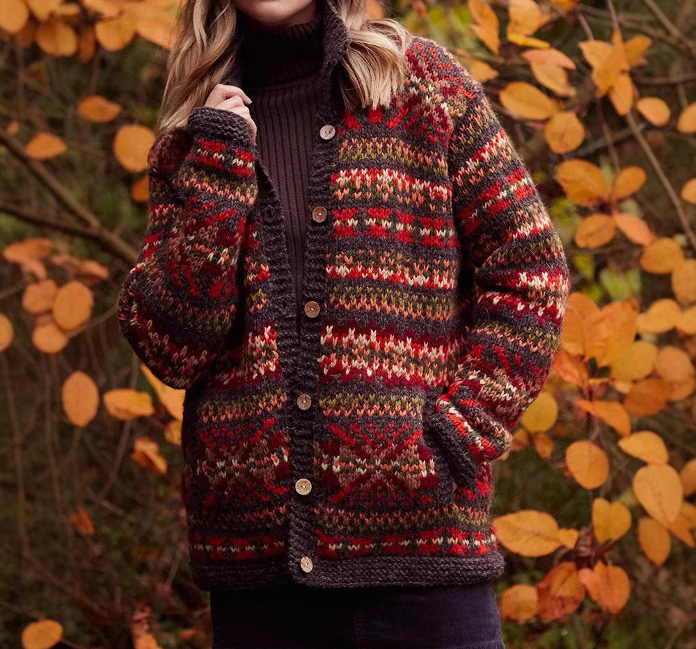Fair Isle Chunky Knit Cardigan Sweater for Women 1