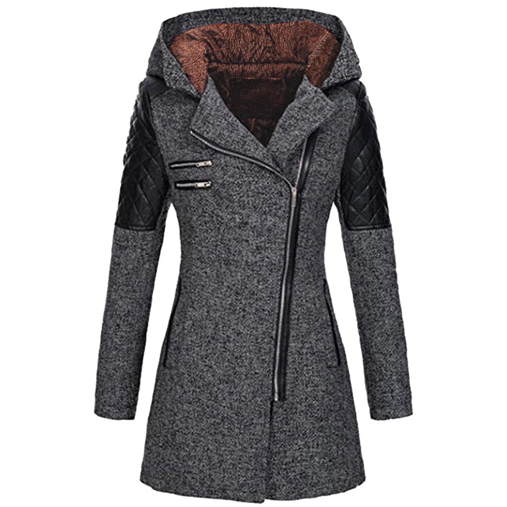 Fitted Hooded Winter Coat with Quilted Shoulder Panels 3
