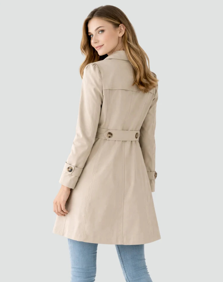 Fitted Trench Coat with Gold Buttons and Structured Cuffs 1