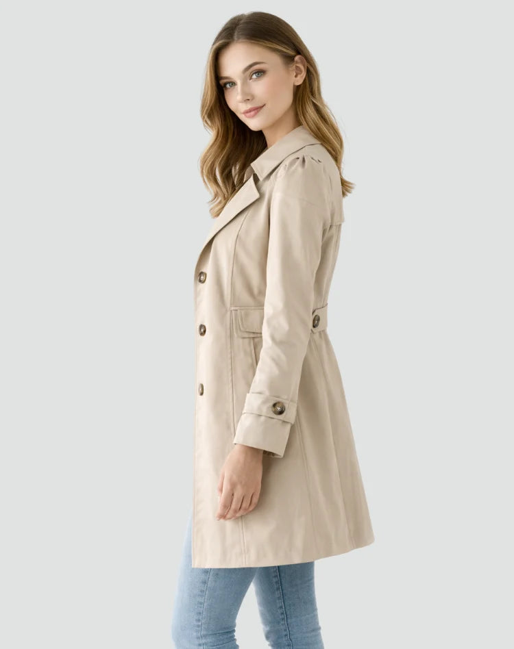 Fitted Trench Coat with Gold Buttons and Structured Cuffs 2
