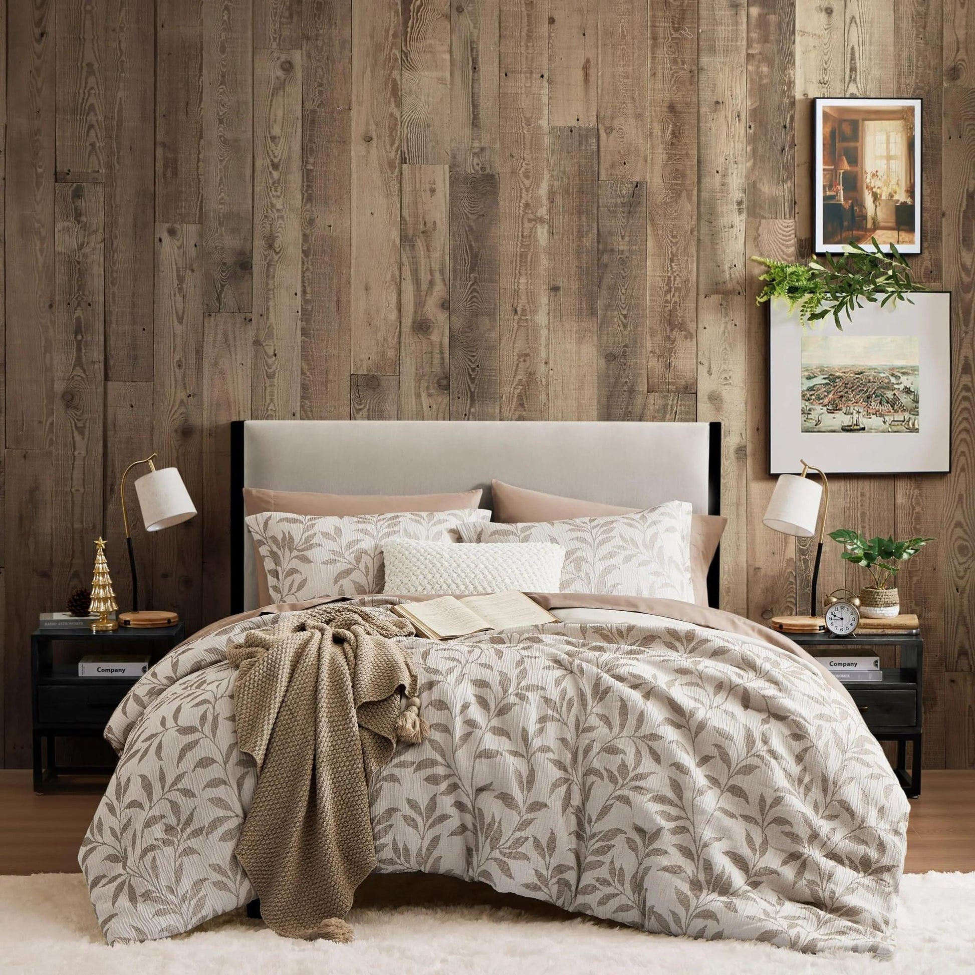 Elegant floral duvet cover set in soft botanical pattern, microfiber fabric, with matching pillowcases.