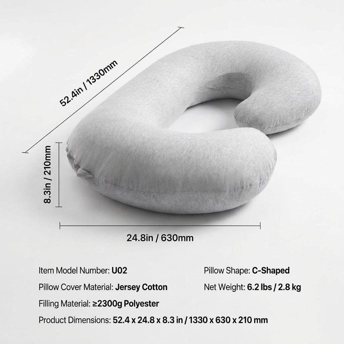 G-Shaped Maternity Body Pillow with Removable Cover-Pregnancy Pillows-Glompi-Glompi