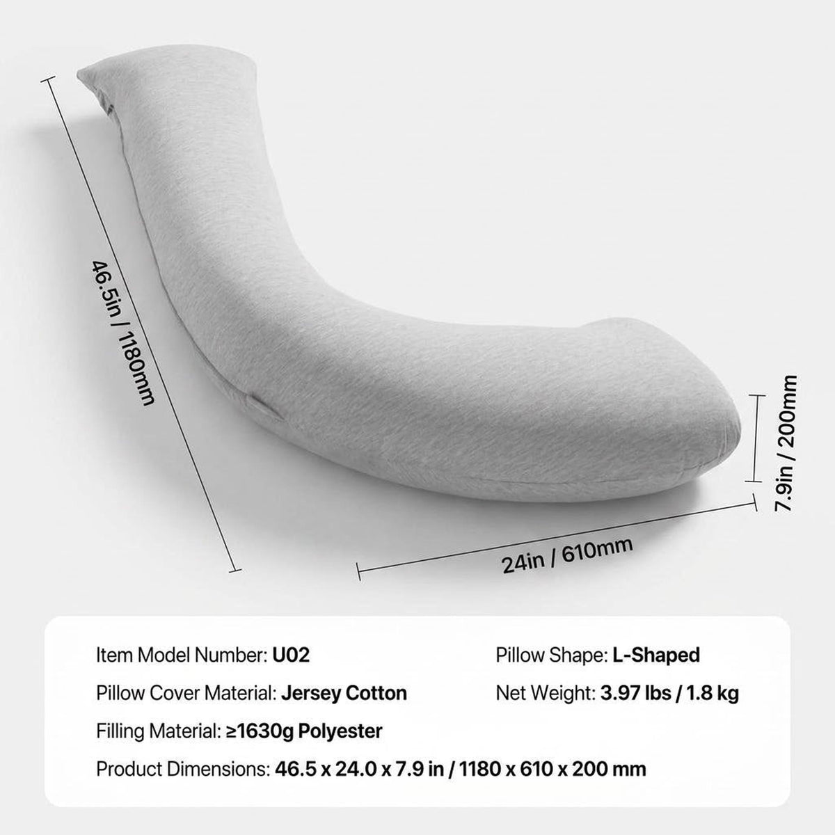 G-Shaped Maternity Body Pillow with Removable Cover-Pregnancy Pillows-Glompi-Glompi