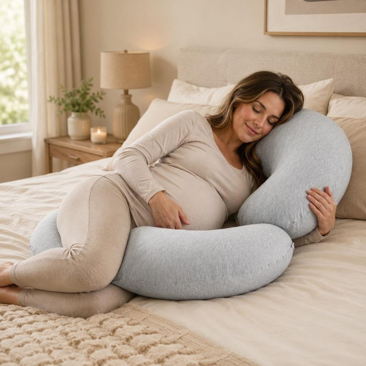 G-Shaped Maternity Body Pillow with Removable Cover-Pregnancy Pillows-Glompi-C-Shaped-Glompi