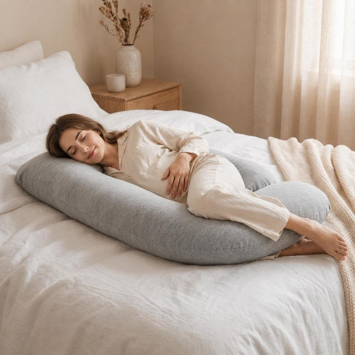 G-Shaped Maternity Body Pillow with Removable Cover-Pregnancy Pillows-Glompi-G-Shaped-Glompi