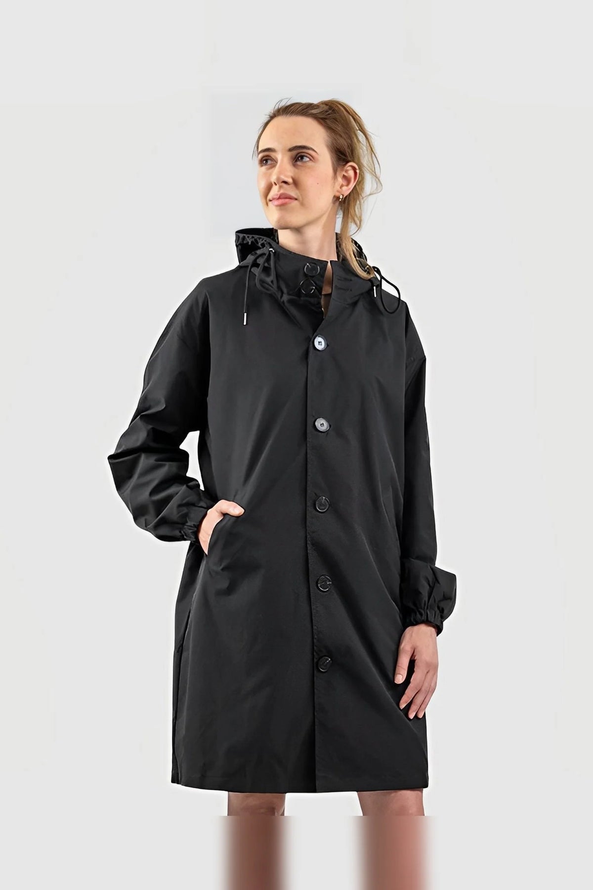 Hooded Women's Rain Jacket with Adjustable Drawstring 0