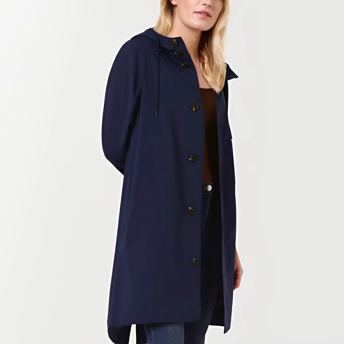 Hooded Women's Rain Jacket with Adjustable Drawstring 1