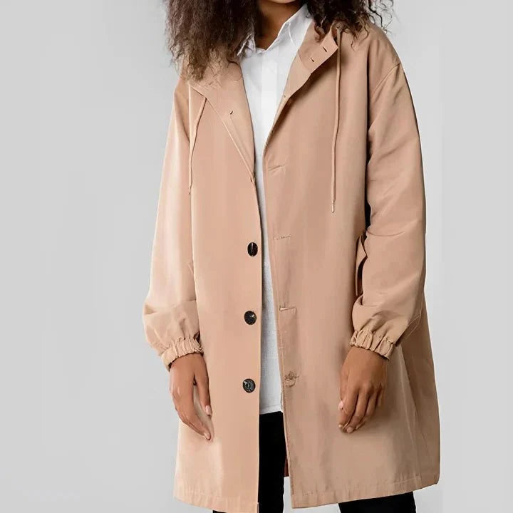 Hooded Women's Rain Jacket with Adjustable Drawstring 2