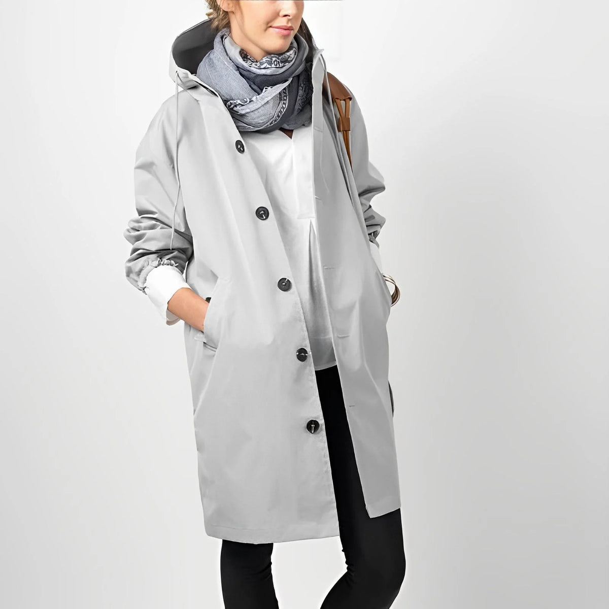 Hooded Women's Rain Jacket with Adjustable Drawstring 5