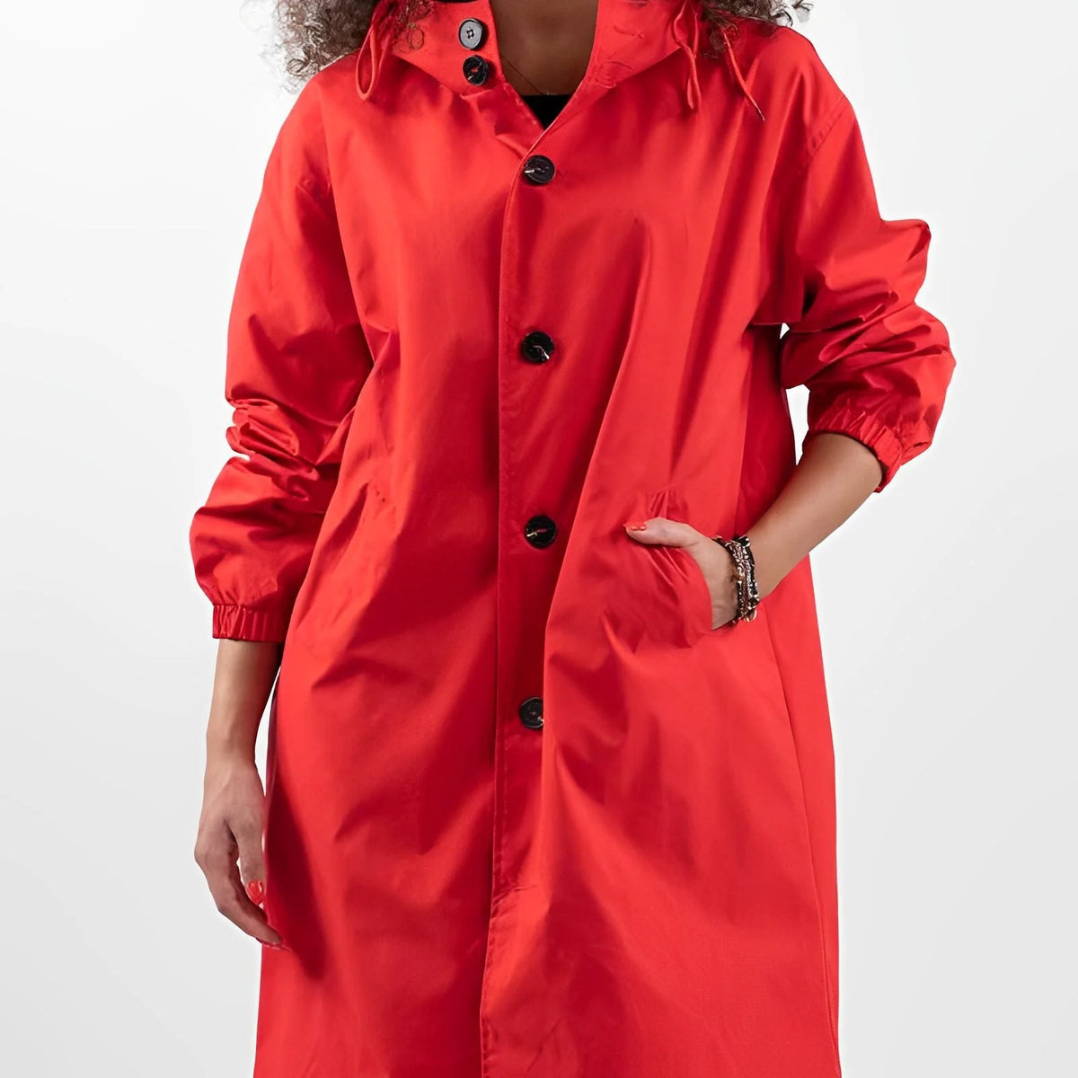 Hooded Women's Rain Jacket with Adjustable Drawstring 6