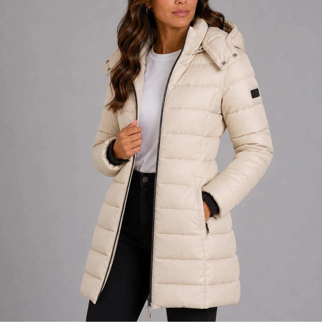 Insulated Long Hooded Black Puffer Jacket for Women 5