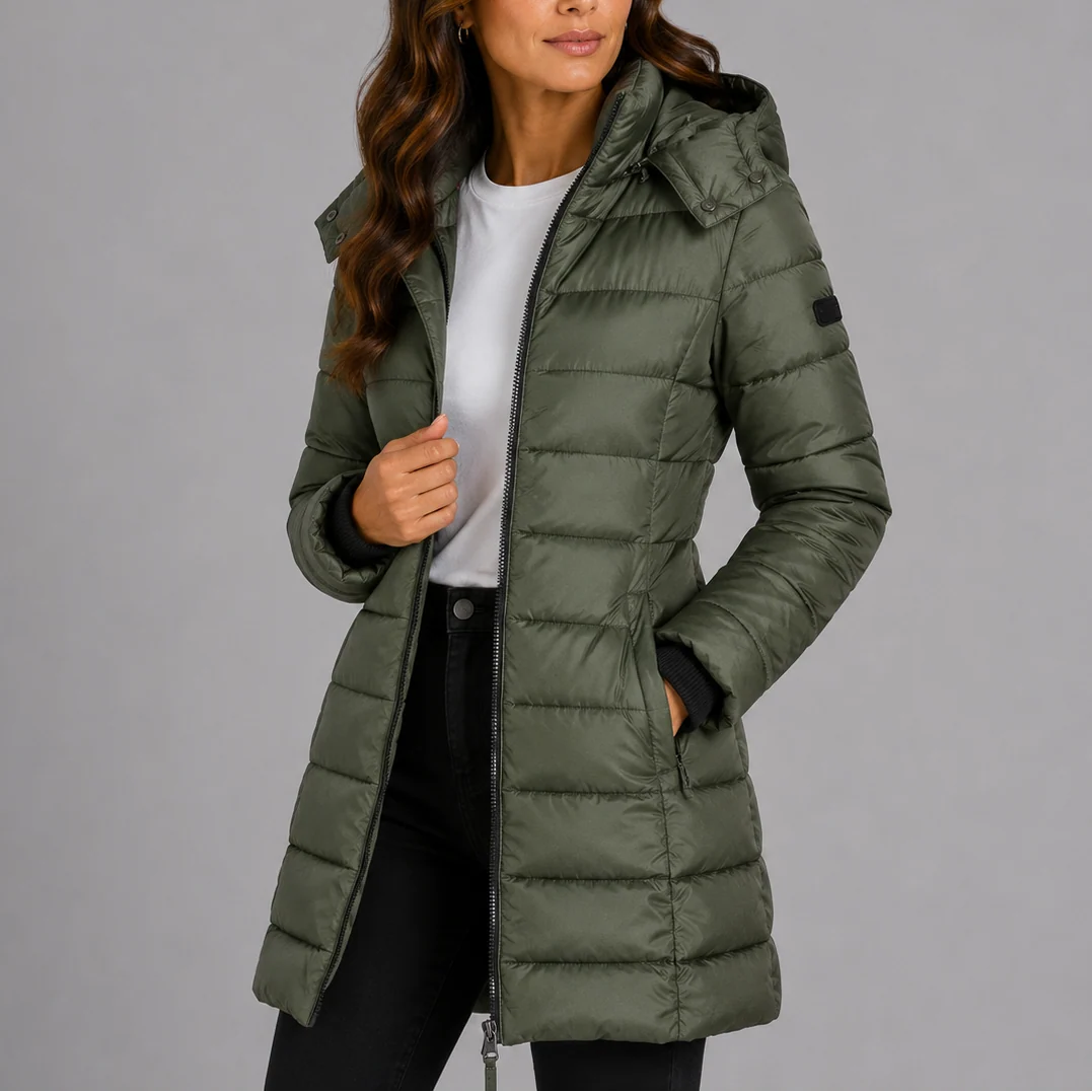 Insulated Long Hooded Black Puffer Jacket for Women 4