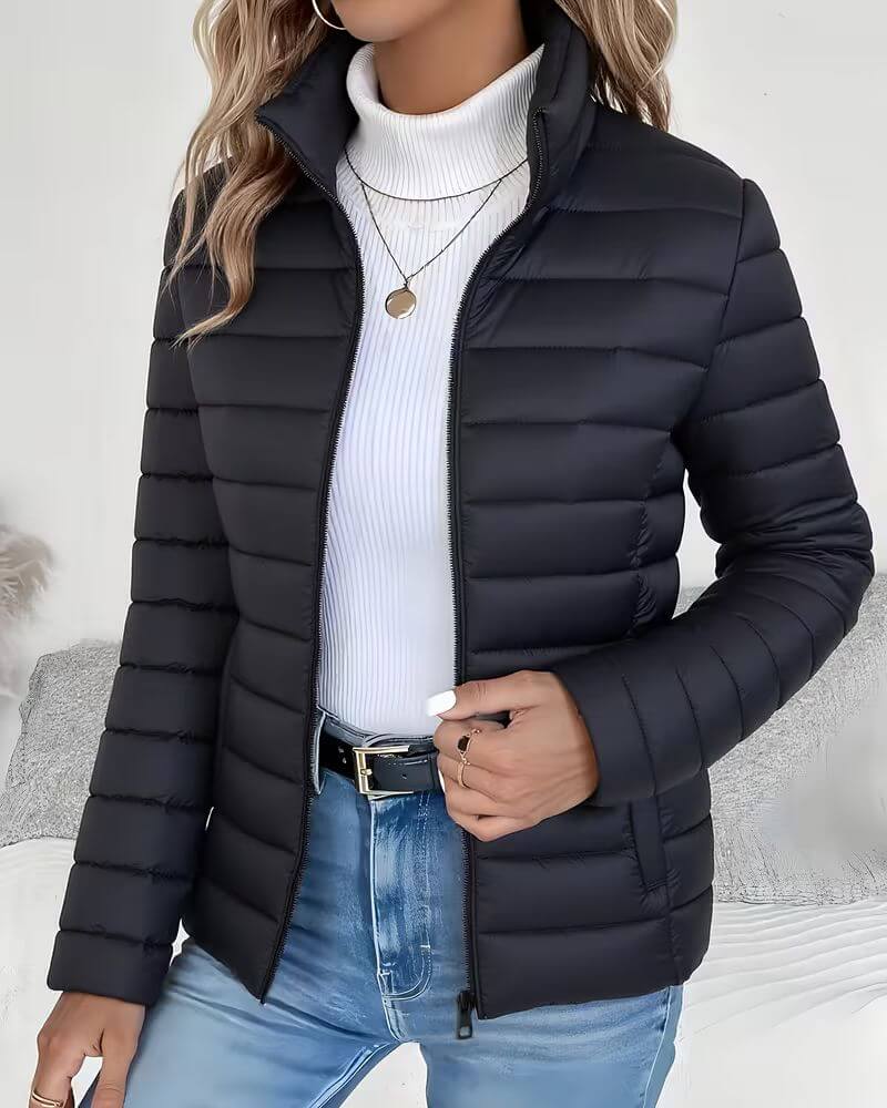 Lightweight Stand Collar Puffer Jacket 1