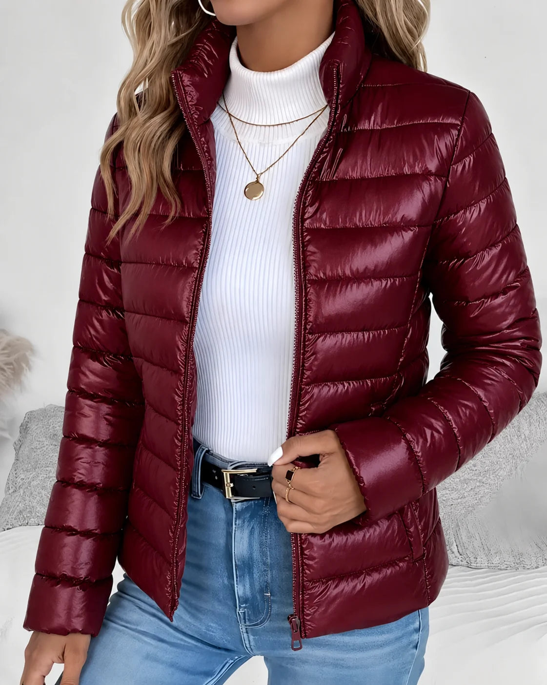 Lightweight Stand Collar Puffer Jacket 6