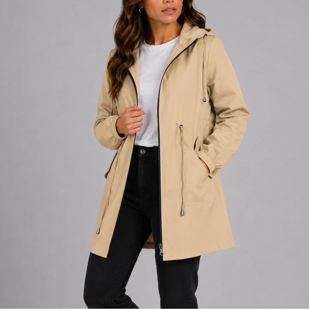 Lightweight Waterproof Women's Rain Coat with Adjustable Hood 0