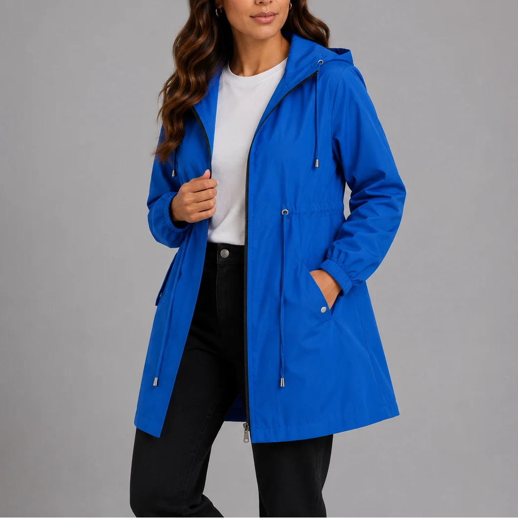 Lightweight Waterproof Women's Rain Coat with Adjustable Hood 7