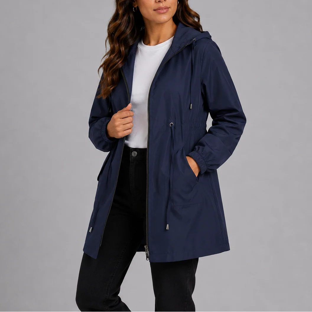 Lightweight Waterproof Women's Rain Coat with Adjustable Hood 2