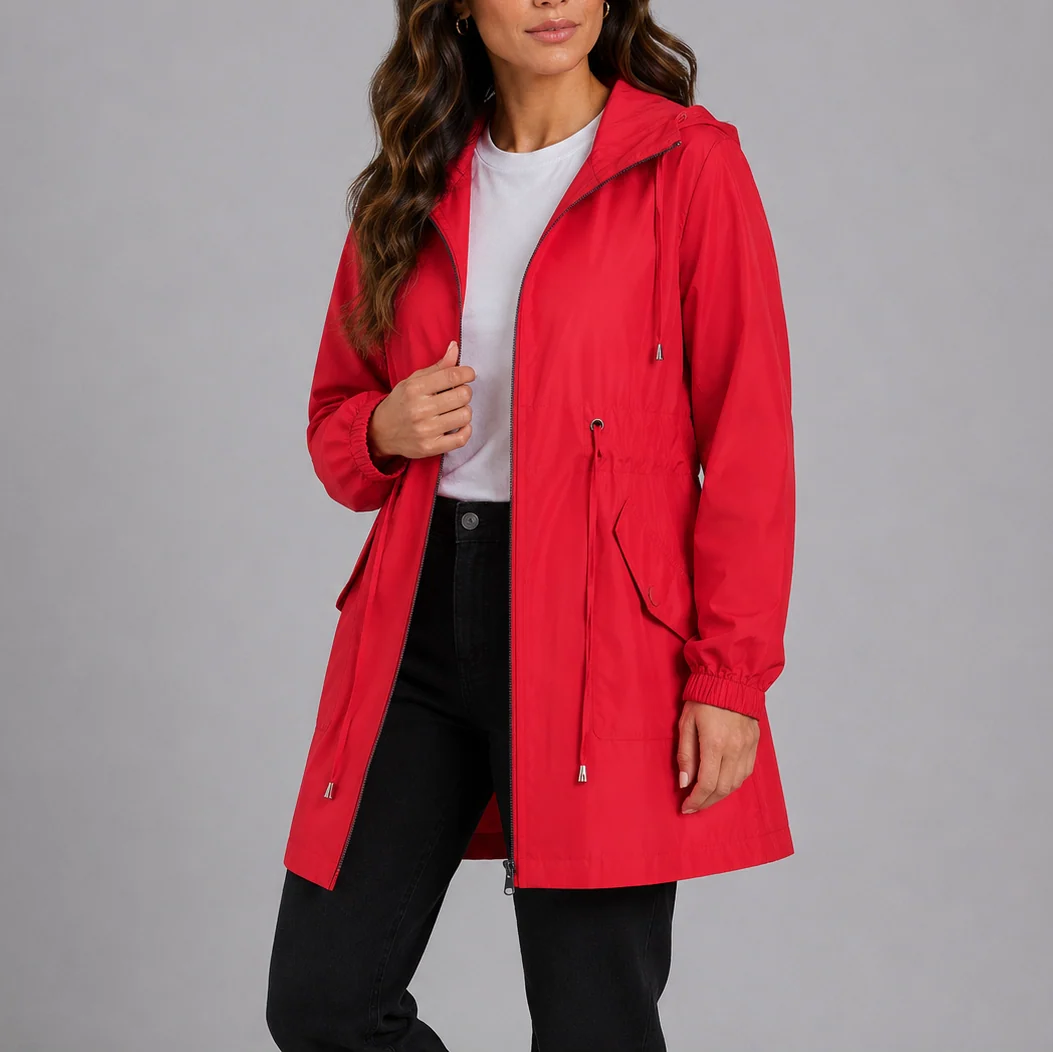 Lightweight Waterproof Women's Rain Coat with Adjustable Hood 3